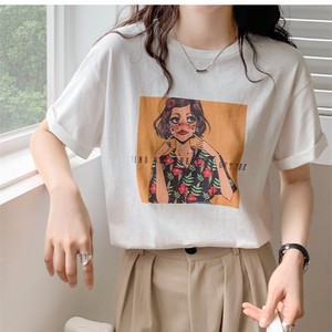 2 Color Top Outerwear Floral Pattern Short Sleeve Ladies T-shirt Blouse