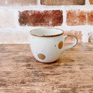 Mug White Made in Japan Mino Ware Pottery Mug Soil Products Dot Dot Coffee
