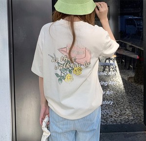 2022 Floral Pattern Top Outerwear Short Sleeve Ladies Korea T-shirt Blouse