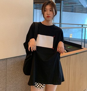2022 4 Plain Korea Top Outerwear Short Sleeve Ladies T-shirt Blouse