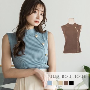 Sweater/Knitwear Knit Tops Sleeveless Tops Buttoned