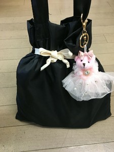 ドレスベア】くまちゃんチャームSS(12個セット)　チュールレースリボン帽子ビジュードレス ピンク