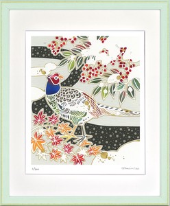 アートパネル 平石 智美 キジと雪と庭(C4315)