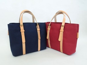 Tote Bag Leather handle Red Navy