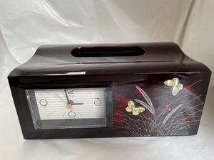 R5-18　時計付ティッシュBOX　武蔵野　Tissue box with clock Musashino