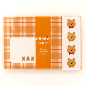 Wolrld Craft Pop Writing Papers & Envelope Bear 2 Animal Checkered Stationery