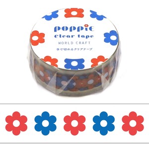ﾜｰﾙﾄﾞｸﾗﾌﾄ【POPPiE クリアテープ Flower】レトロ 花柄 雑貨 透明 マスキングテープ