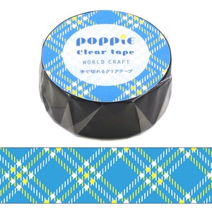 ﾜｰﾙﾄﾞｸﾗﾌﾄ【POPPiE クリアテープ Blue】レトロ チェック 雑貨 文具 かわいい