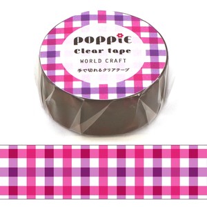 ﾜｰﾙﾄﾞｸﾗﾌﾄ【POPPiE クリアテープ Pink】レトロ チェック 雑貨 文具 かわいい