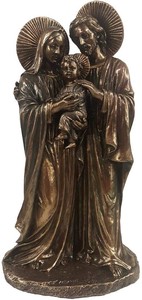 聖家族 彫像、聖母マリア ヨセフ キリスト ブロンズ風 彫刻/ カトリック教会 プレゼント贈物（輸入品)