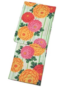 玉城ティナ×キスミス 浴衣 レディース 単品「グリーン ストライプに菊花」