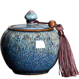 窯を変える天母釉茶ティーキャディー  セラミック家庭用気密ジャー CLB056
