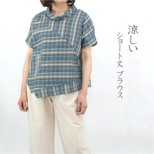 Button Shirt/Blouse Pullover Cotton Short Length