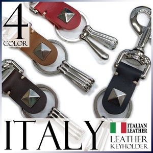 AL Key Ring ITALY Italian Genuine Leather Leather Unisex Studs