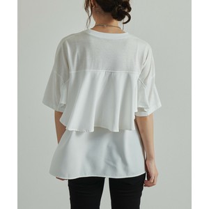異素材切替えBACKフリルTシャツ　 SS 半袖