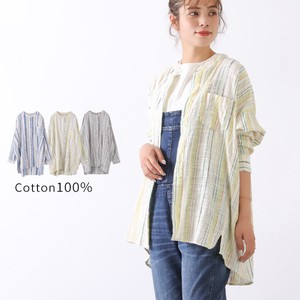 Button Shirt/Blouse Long Sleeves Stripe Tops M
