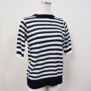 Sweater/Knitwear Pullover Knitted Border Short-Sleeve Made in Japan