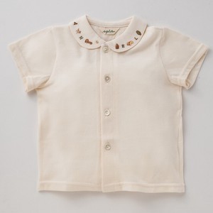 婴儿上衣 刺绣 经典款 短袖 棉 有机 衬衫 日本制造