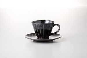 黒ストライプコーヒー碗皿