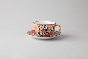 色絵バラ(オレンヂ)コーヒー碗皿
