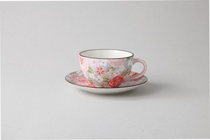 色絵バラ(ピンク)コーヒー碗皿