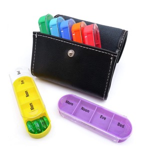 Leather Cover Pill Case Case Supplement Case 1 One Day 4 Portable Pill Case Carry