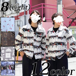 Repeating Pattern Print Open Color Shirt
