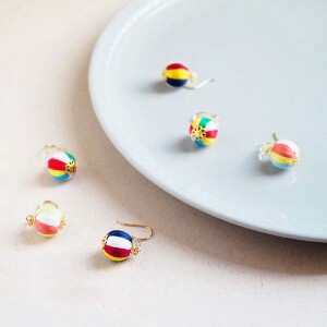 Pierced Earringss Embroidered Made in Japan