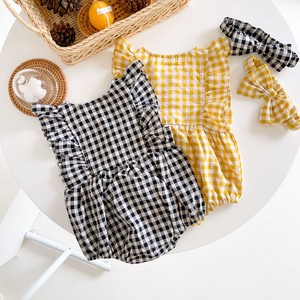 Baby Dress/Romper Ribbon Sleeveless Kids Checkered