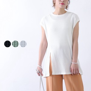 T-shirt/Tee Slit Plain Sleeveless French Sleeve Thermal