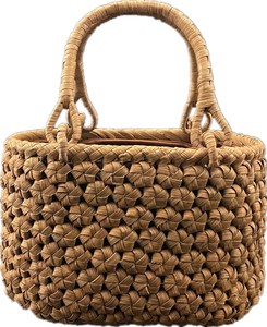 六角花編み　内布付き　山葡萄かごバッグ　籠バッグ　手作り　天然素材