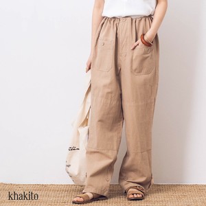 Full-Length Pant Plain Color Cotton Linen Easy Pants Vintage