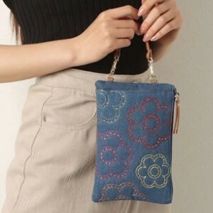 Small Crossbody Bag Embroidered Pochette 2-way