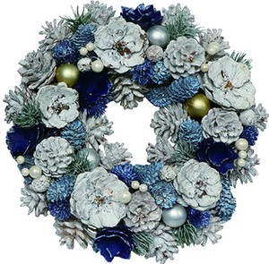 【予約商品】【2022クリスマス】彩か｜Saika　クリスマスリース　White Flower & Blue Rolls M