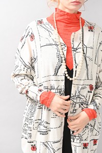2 Washable Map Print Knitted Cardigan