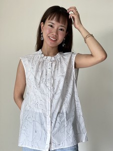 Button-Up Shirt/Blouse Sleeveless Printed