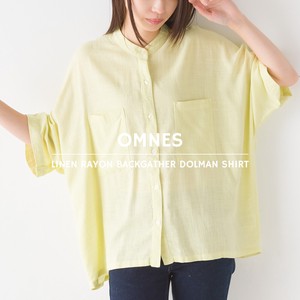 Button Shirt/Blouse Dolman Sleeve Rayon Linen 6/10 length