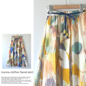 Funwari Aurora Pattern Chiffon Flare Skirt