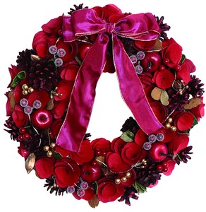 【予約商品】【2022クリスマス】彩か｜Saika　クリスマスリース　LED Ribbon Wreath- Red Rolls & Gold M