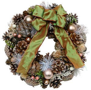 【予約商品】【2022クリスマス】彩か｜Saika　クリスマスリース　LED Ribbon Wreath- Big Pine & Amber M