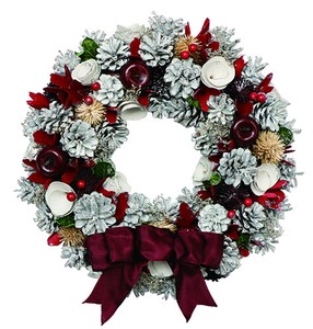 【予約商品】【2022クリスマス】彩か｜Saika　クリスマスリース　LED Ribbon Wreath- White Pine & Apple M