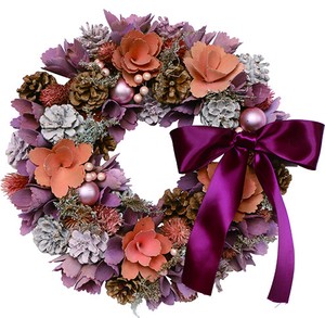 【予約商品】【2022クリスマス】彩か｜Saika　クリスマスリース　Ribbon Wreath- Purple Wood Flower M