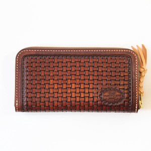 Genuine Leather Long Wallet Basket Craft