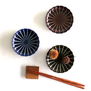 【ぎやまん陶】 3寸小皿 茄子紺ブルー　グリーン　カネコ小兵　豆皿　磁器　陶器　日本製　プレート