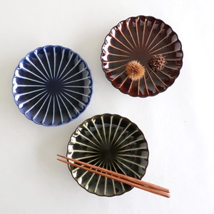 【ぎやまん陶】 4.5寸皿 茄子紺ブルー　グリーン　カネコ小兵　磁器　陶器　日本製　プレート　中皿