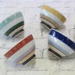 【オリジナル】茶碗　ニットボーダー　日本製　波佐見焼　飯碗　アパレル　母の日　ギフト
