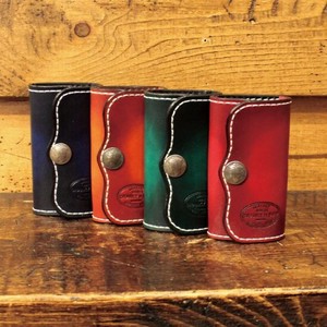 4 Colors Genuine Leather Key Case Gradation Stitch Dyeing