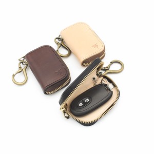 Genuine Leather Key Case Mini Key Case Tan Leather Button