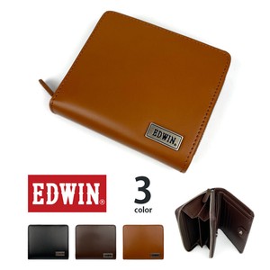 EDWIN Round Fastener Coin Purse Clamshell Wallet Playback Leather 5 4 4 3