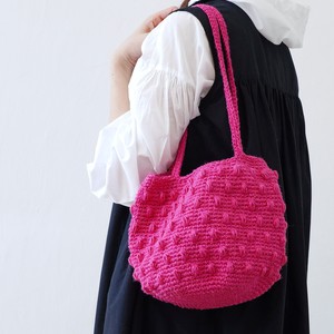 knitworm 編み物キット #6-2持ち手長めのピンクバッグ